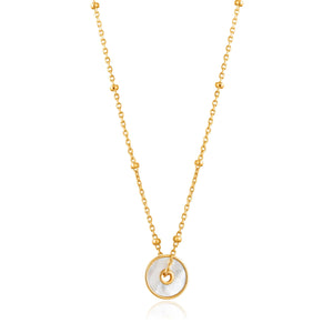 Hidden Gem Mother Of Pearl Disc Necklace - Gold