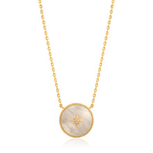 Load image into Gallery viewer, Gold Mother Of Pearl Emblem Necklace
