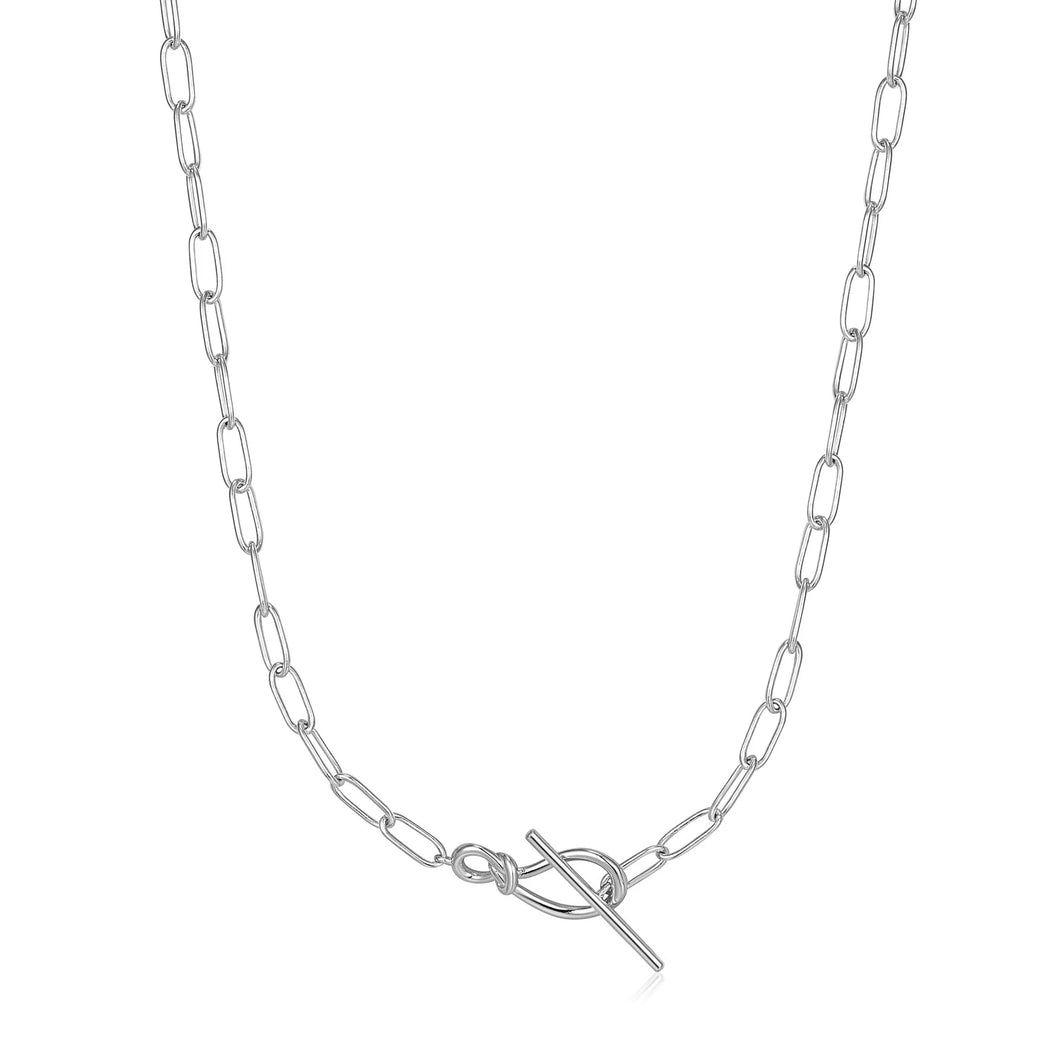 Knot T Bar Chain Necklace - Silver