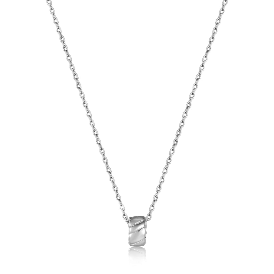 Smooth Twist Pendant Necklace - Silver
