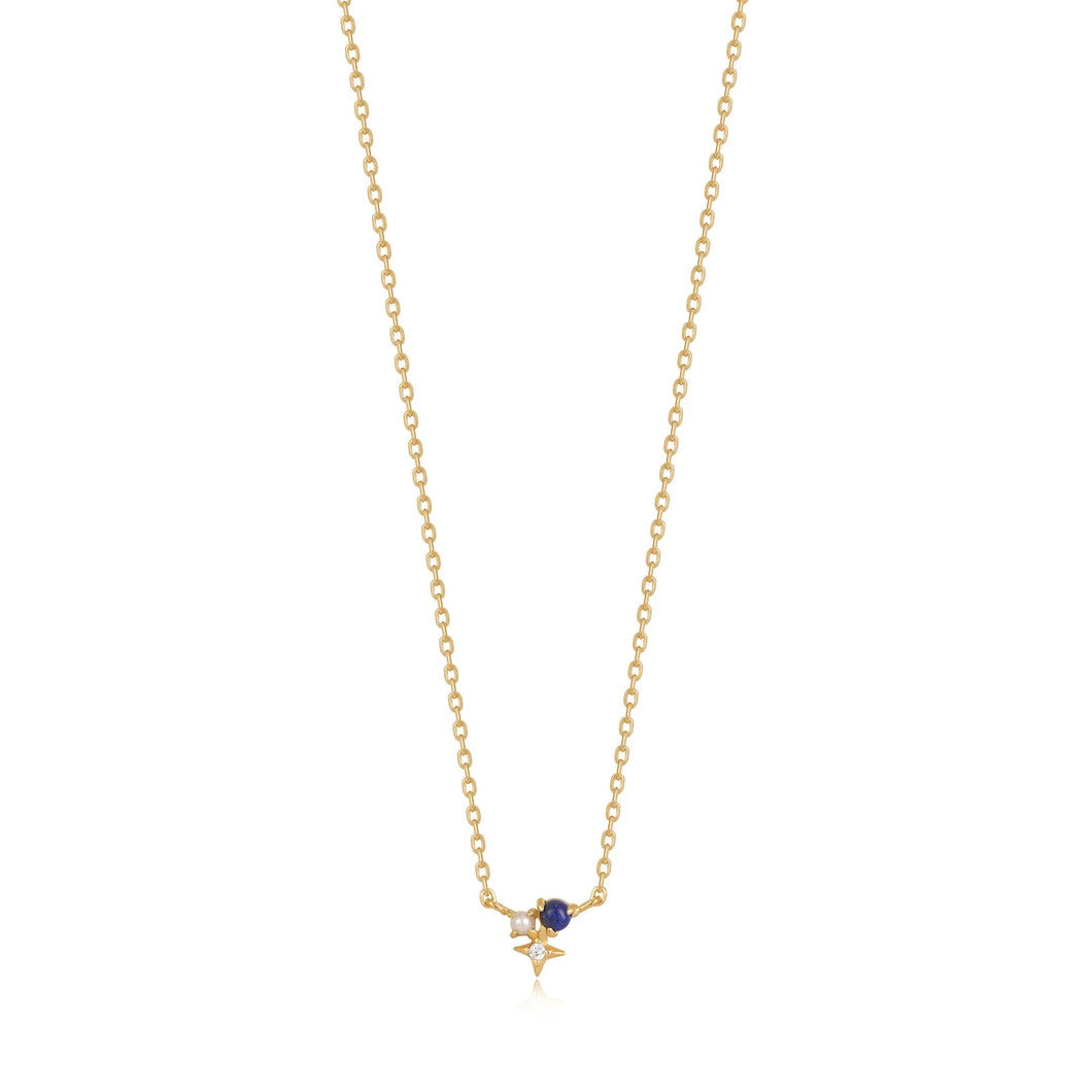 Lapis Star Necklace - Gold