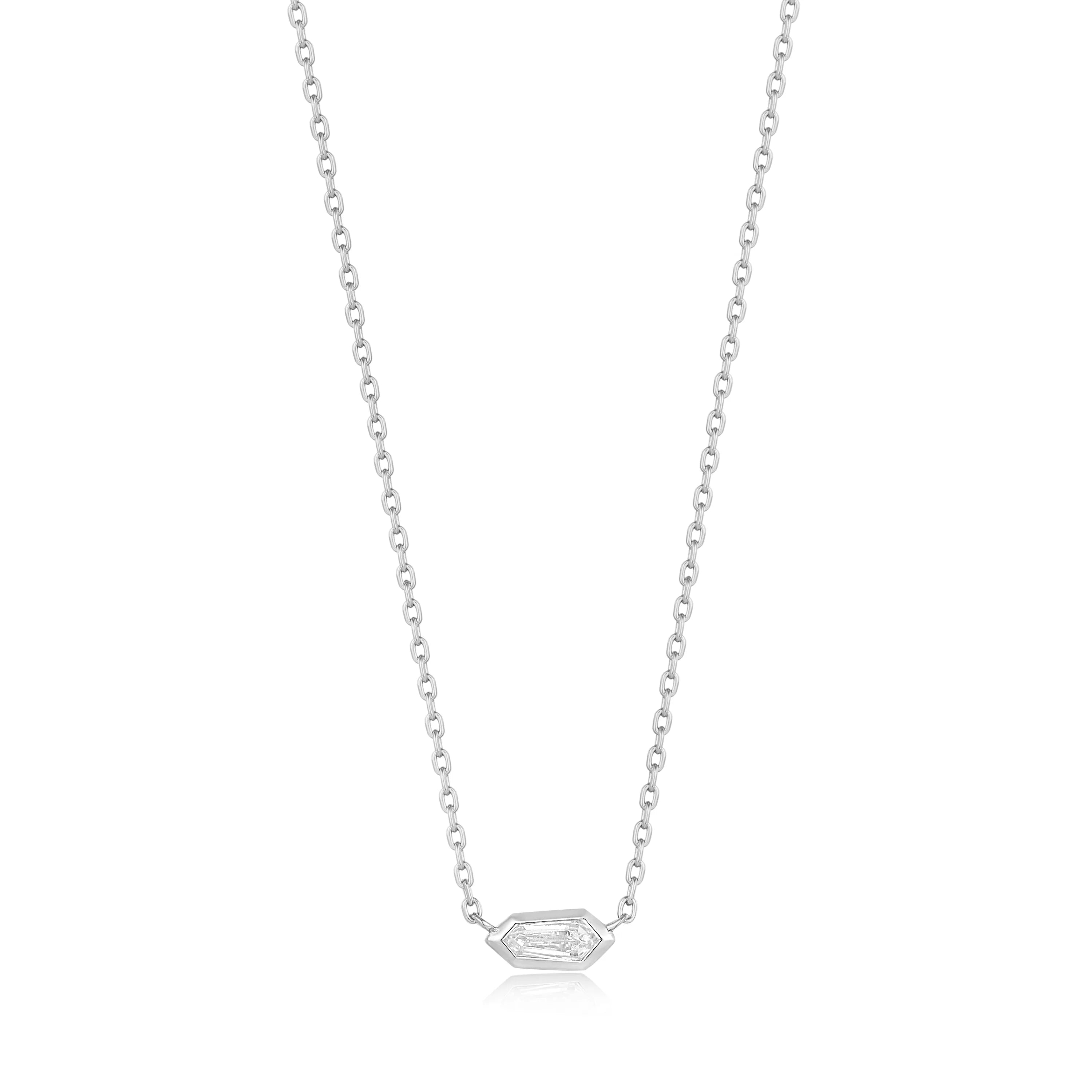 Sparkle Emblem Chain Necklace - Silver