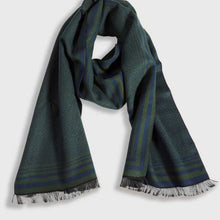 Load image into Gallery viewer, Boxed men&#39;s scarf printed BORDER GREEN/NAVY
