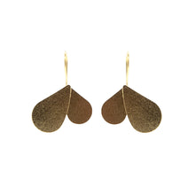 Load image into Gallery viewer, Bronze Double Leaf Heart Earrings

