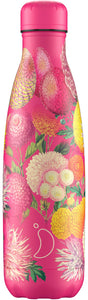 Chilly Bottle 500ml Floral Pink Pompoms