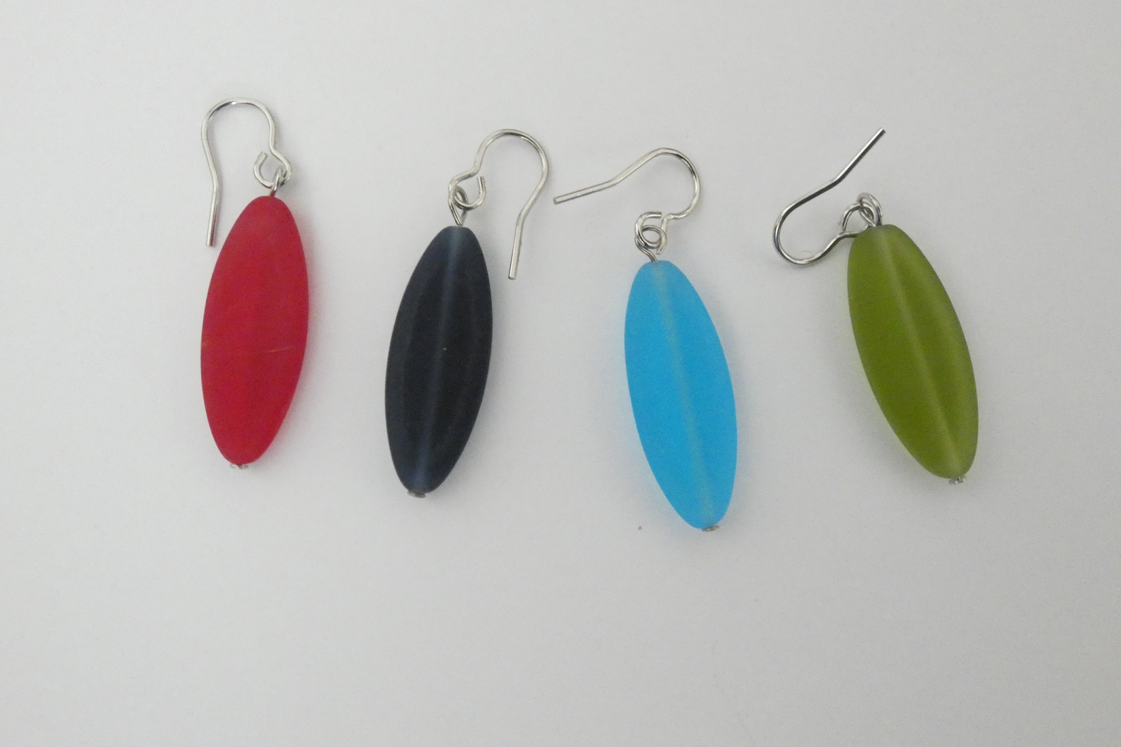 Murano glass OVAL sandblasted earrings