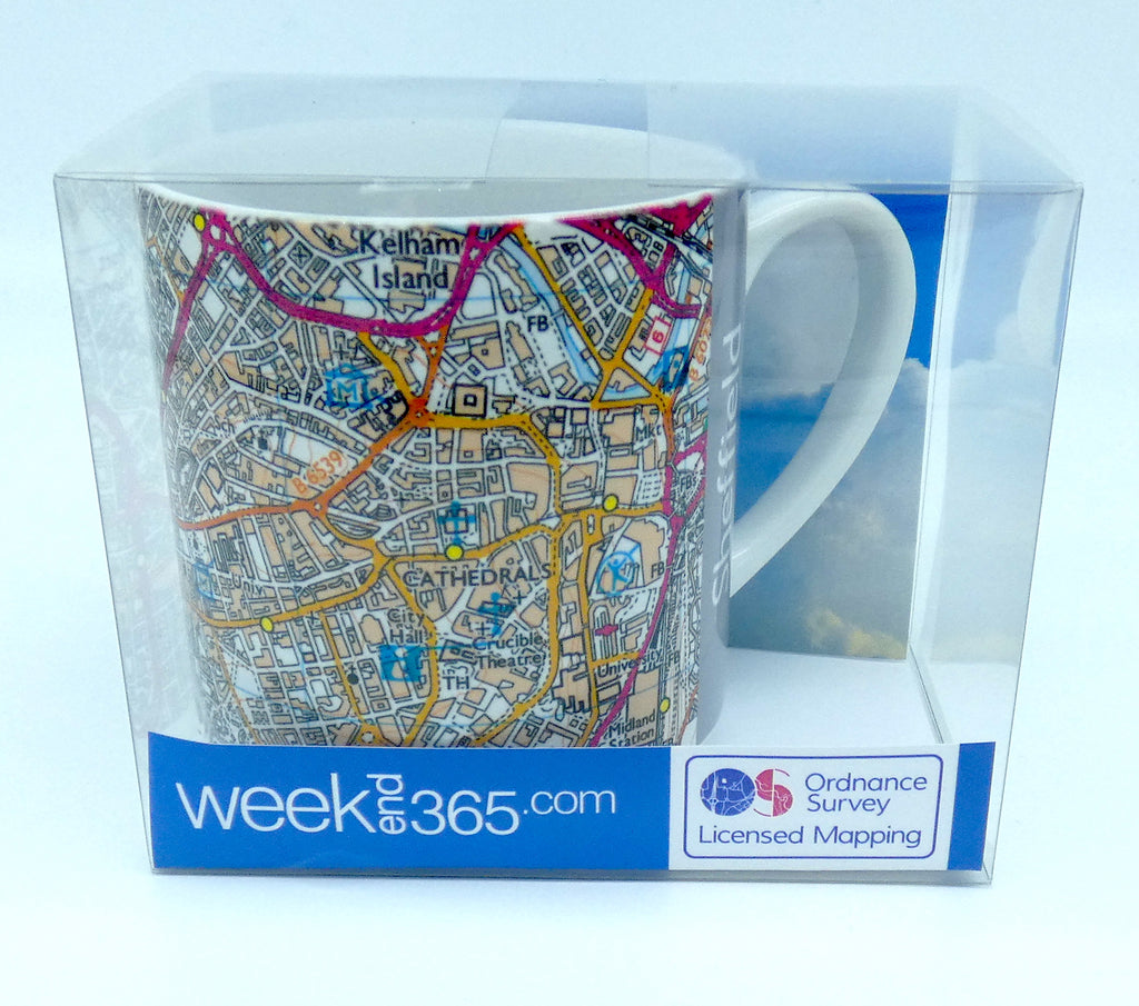 Sheffield map 11oz ceramic mug - 3 designs available