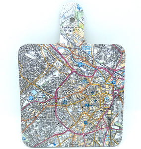 Sheffield city centre map Paddle style chopping Board