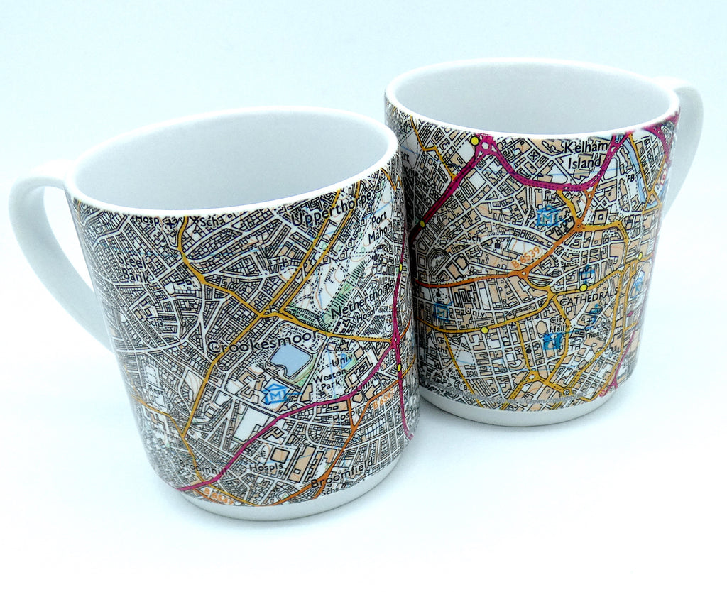 Sheffield map 11oz ceramic mug - 3 designs available