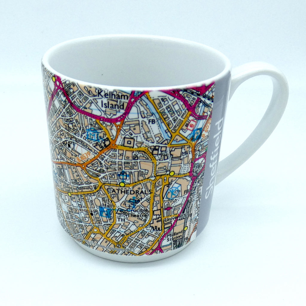 Sheffield map 11oz ceramic mug - 3 designs available