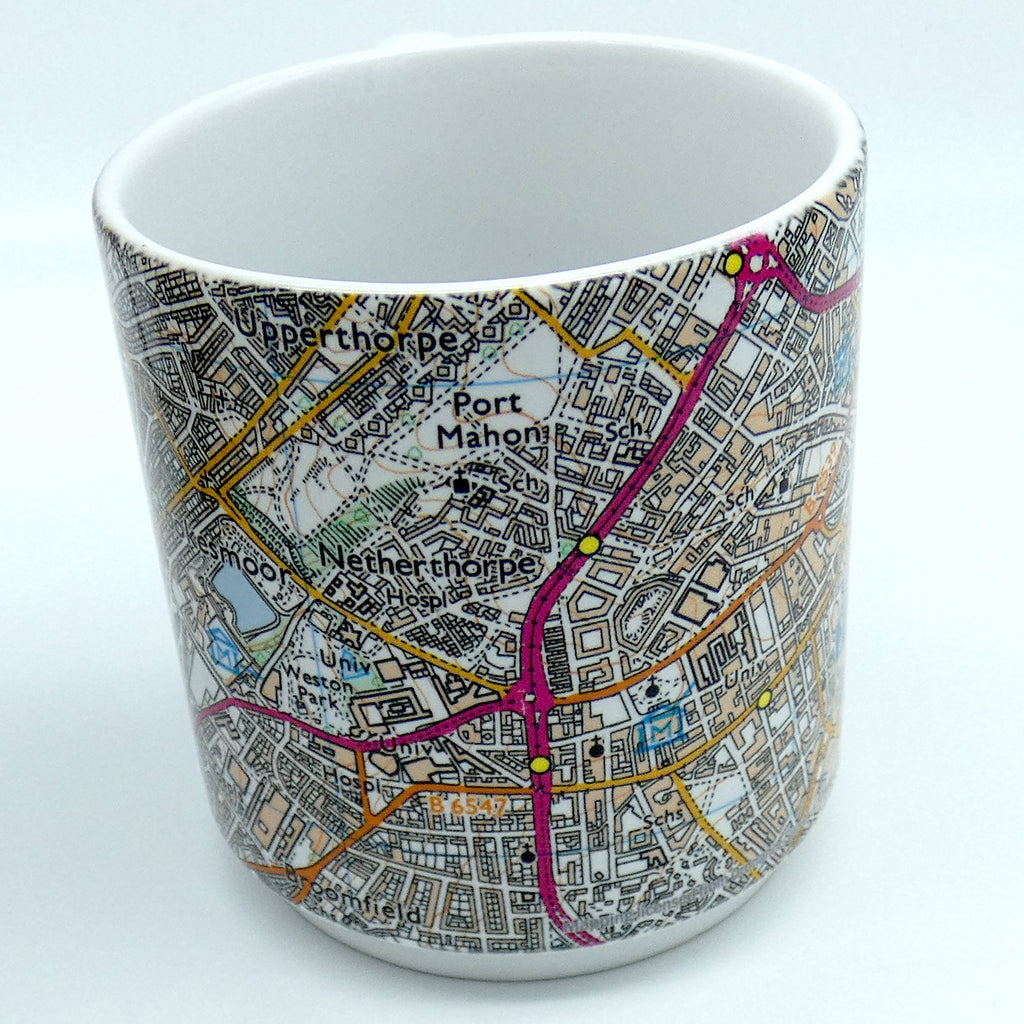 Sheffield map 11oz ceramic mug - 3 designs available