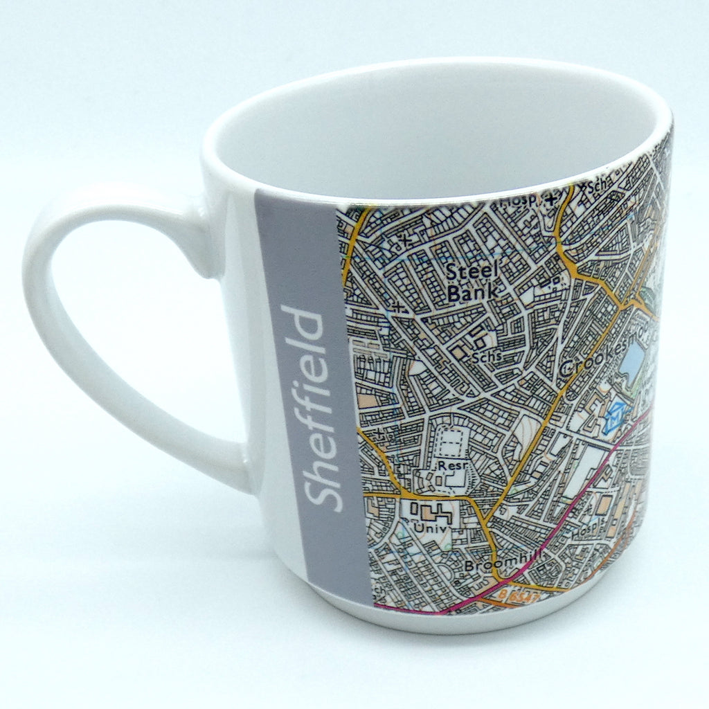 Sheffield map 11oz ceramic mug - 3 designs available