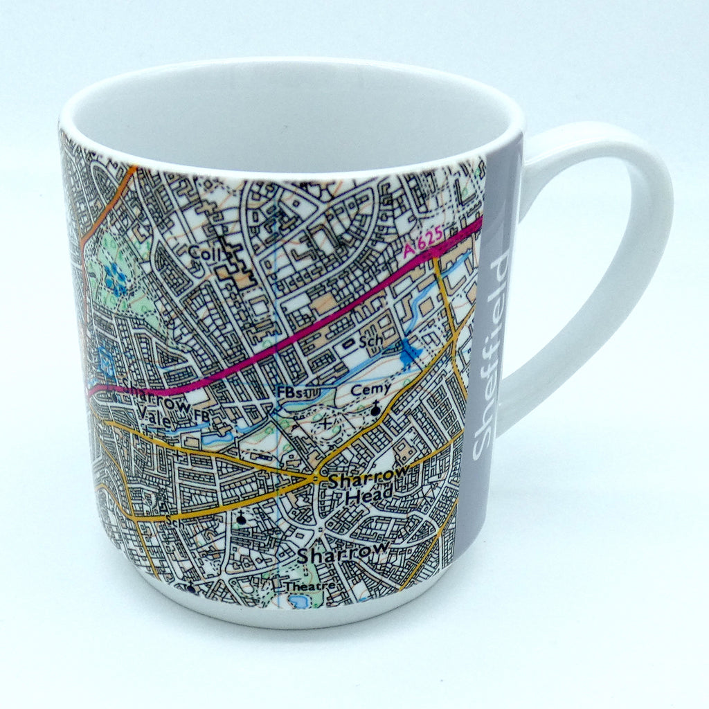 Sheffield map 11oz ceramic mug - 3 designs available