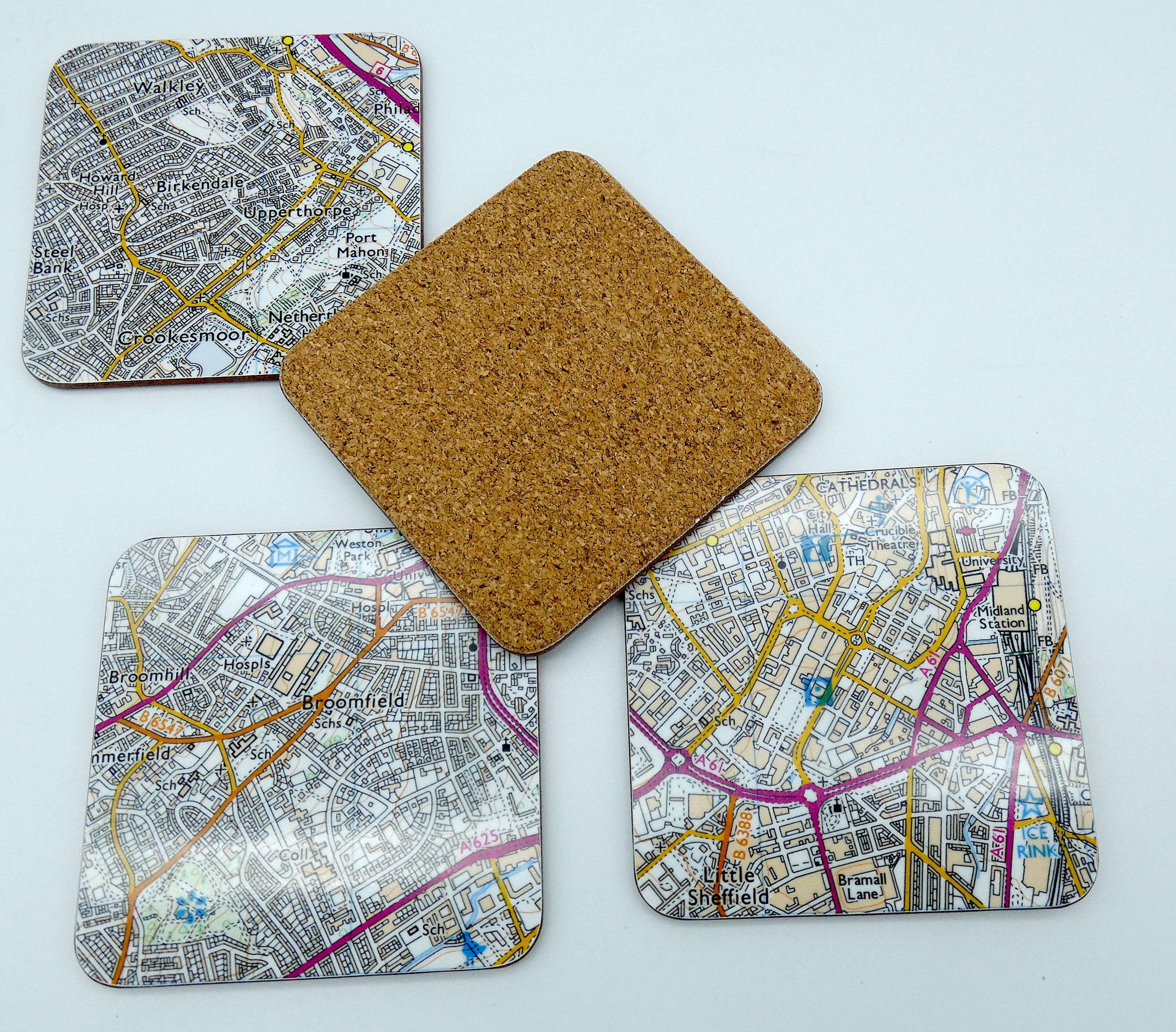 Sheffield City Centre map set of 4 coasters