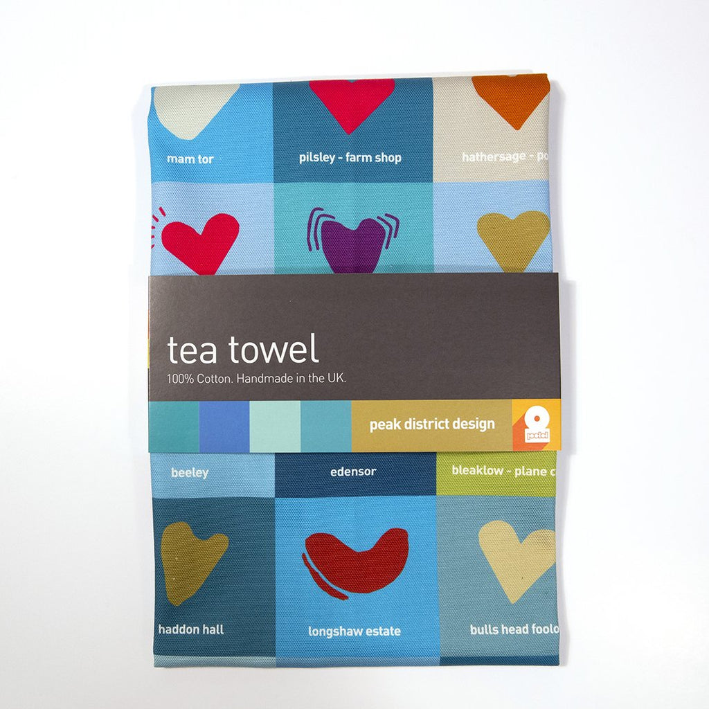 Peak District tea towel hearts of the park