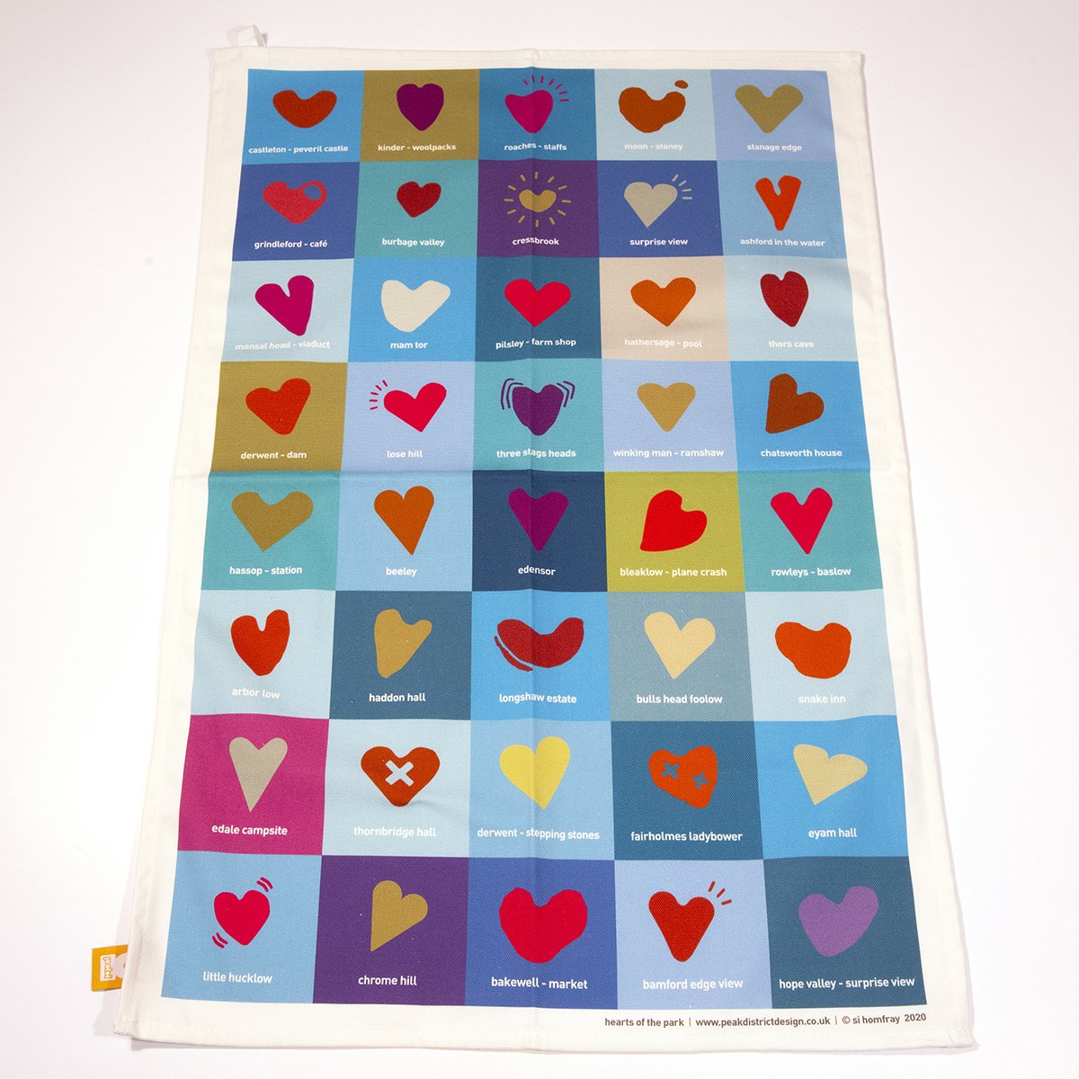 Peak District tea towel hearts of the park