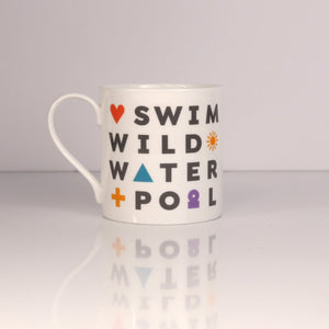 Peak District words mugs  – Swim, Wild, Water, Pool