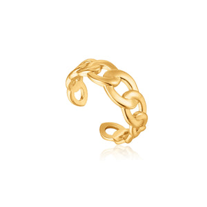 Curb Chain Adjustable Ring - Gold