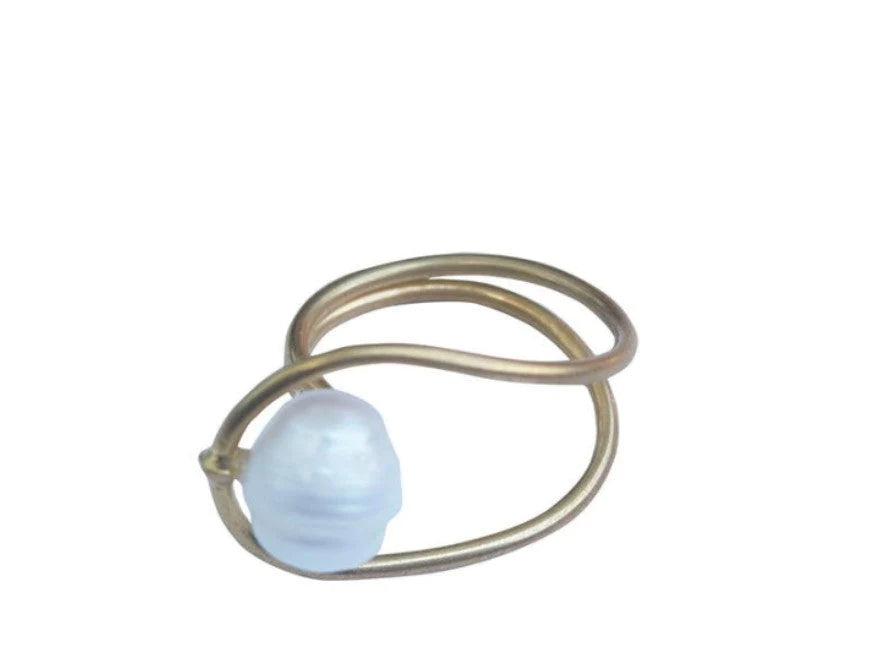 Bronze Pearl Lasso Ring, adjustable