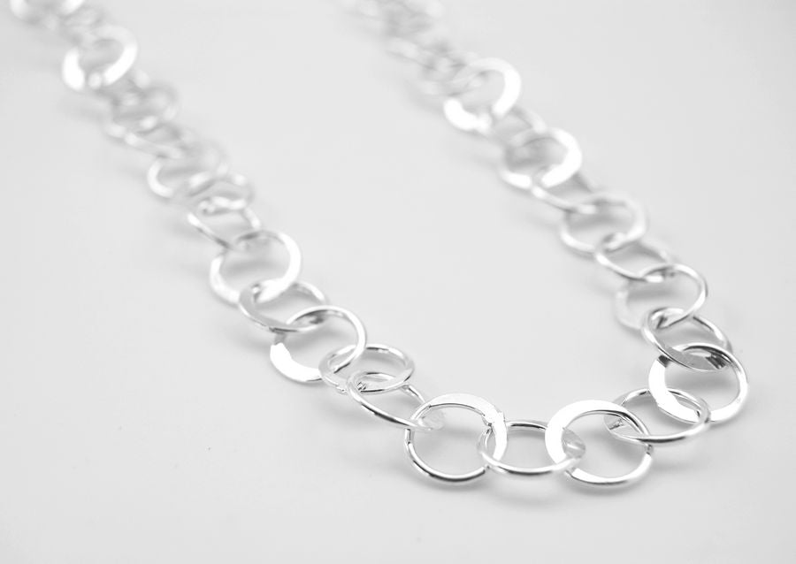Solid Polished Soldered Circles inline Necklace