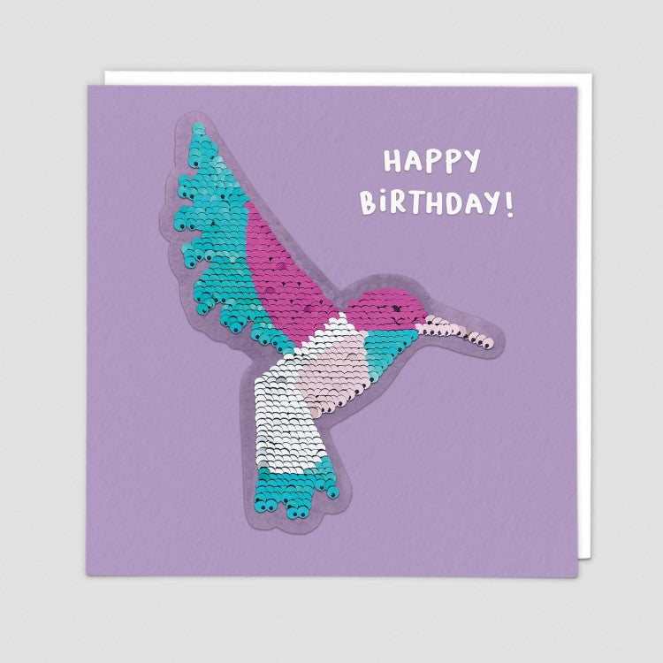 Redback shine sequins card HUMMINGBIRD