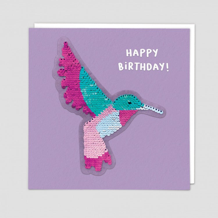Redback shine sequins card HUMMINGBIRD