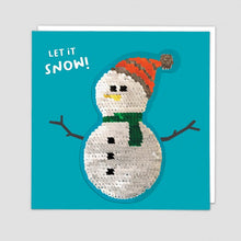 Load image into Gallery viewer, Redback shine sequins card Xmas SNOWMAN
