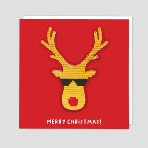 Redback Shine Sequin Card - RUDOLPH
