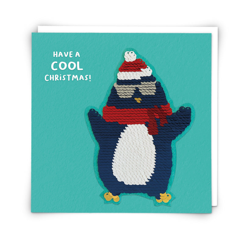 Redback Shine Xmas Penguin sequin card