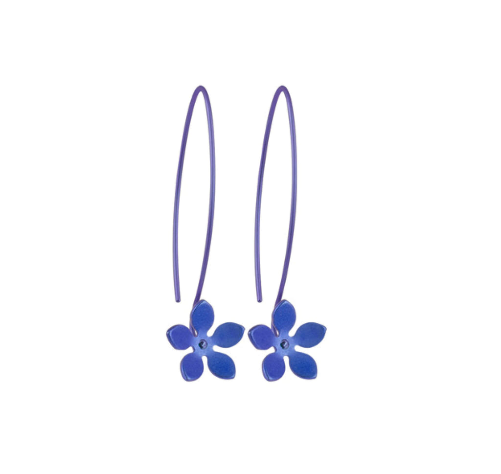 HOOK AND FIVE PETAL FLOWER TITANIUM EARRINGS