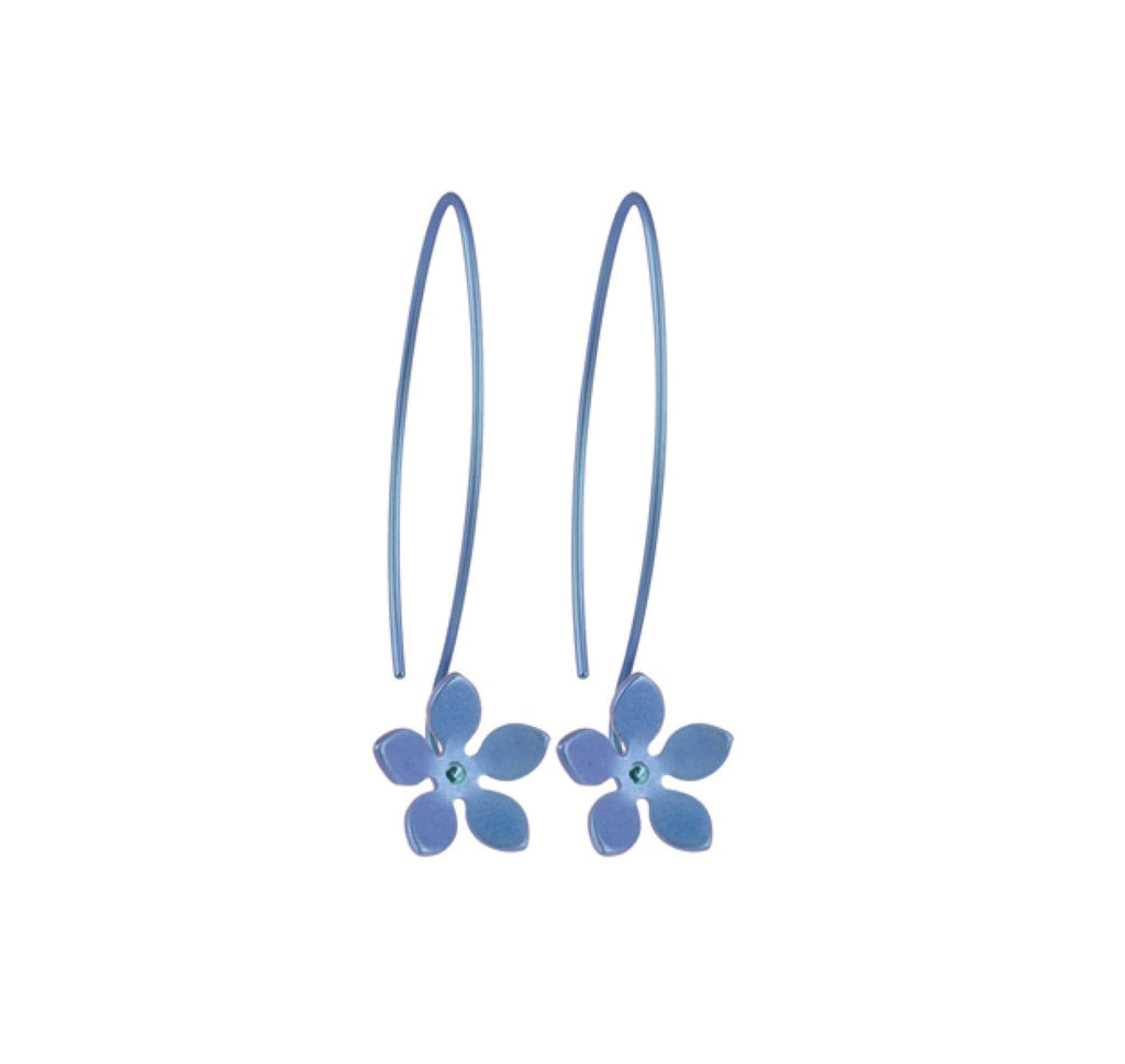HOOK AND FIVE PETAL FLOWER TITANIUM EARRINGS