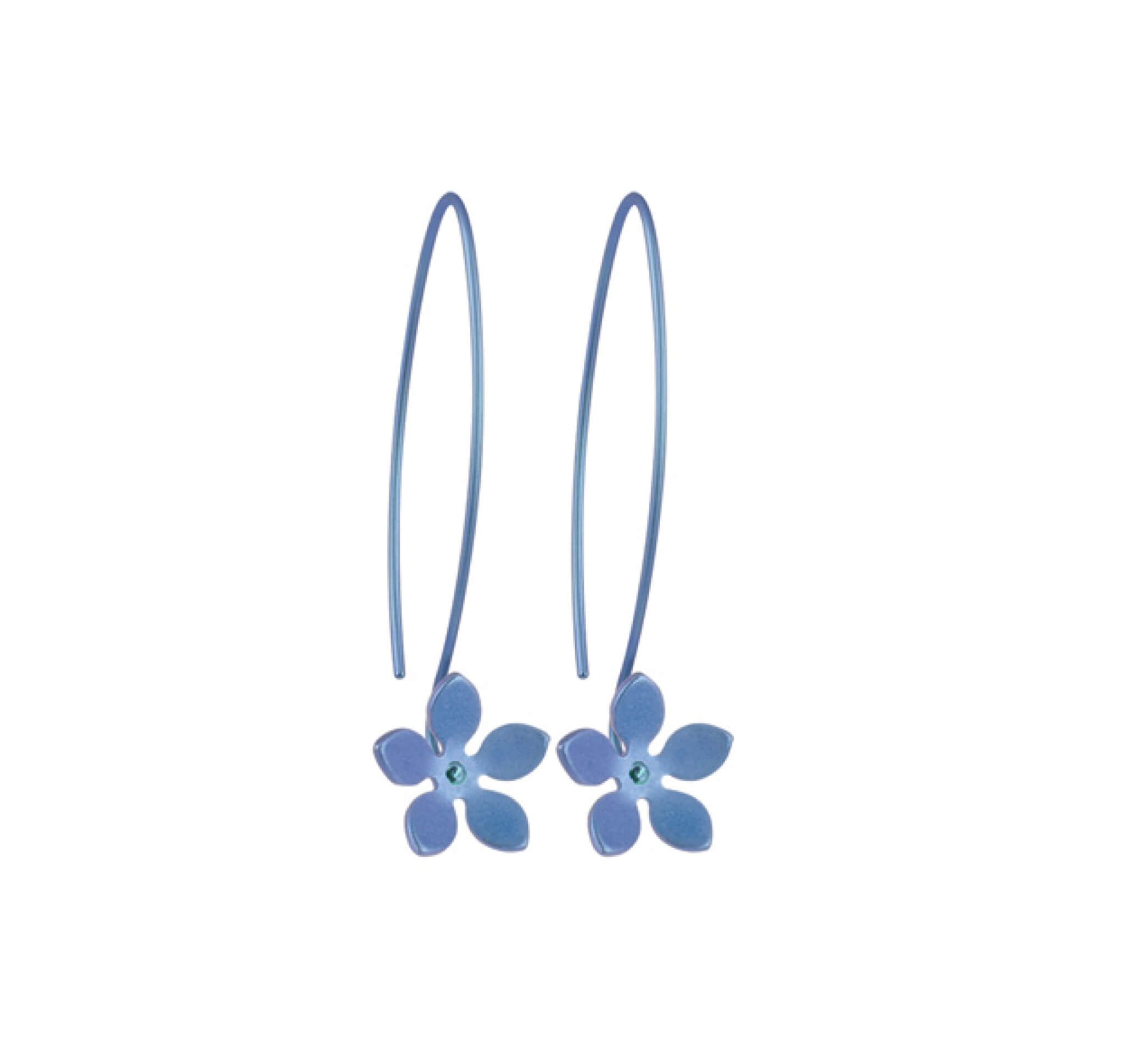 HOOK AND FIVE PETAL FLOWER TITANIUM EARRINGS