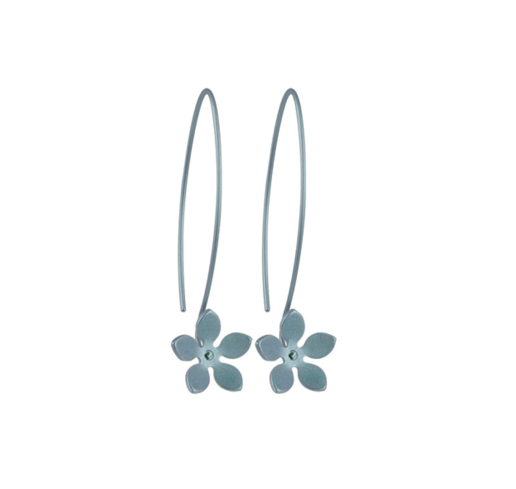 HOOK AND FIVE PETAL FLOWER TITANIUM EARRINGS