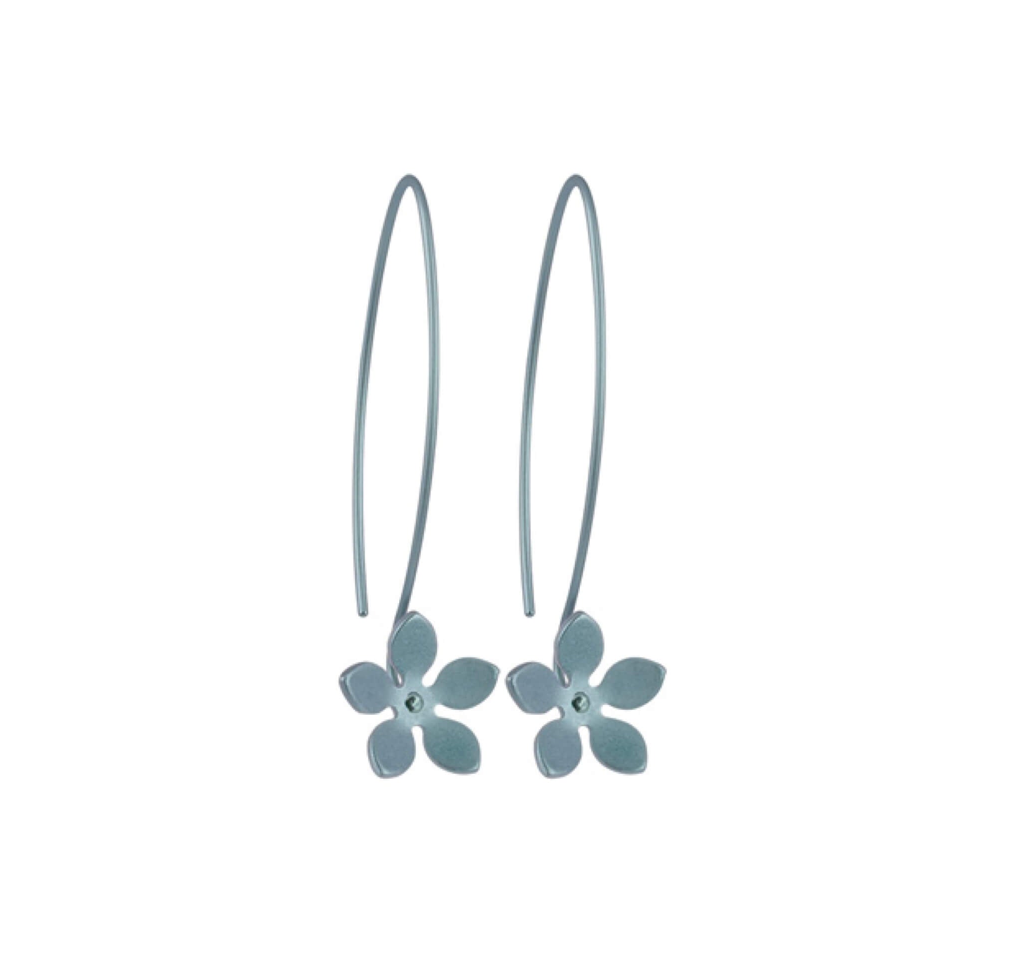 HOOK AND FIVE PETAL FLOWER TITANIUM EARRINGS