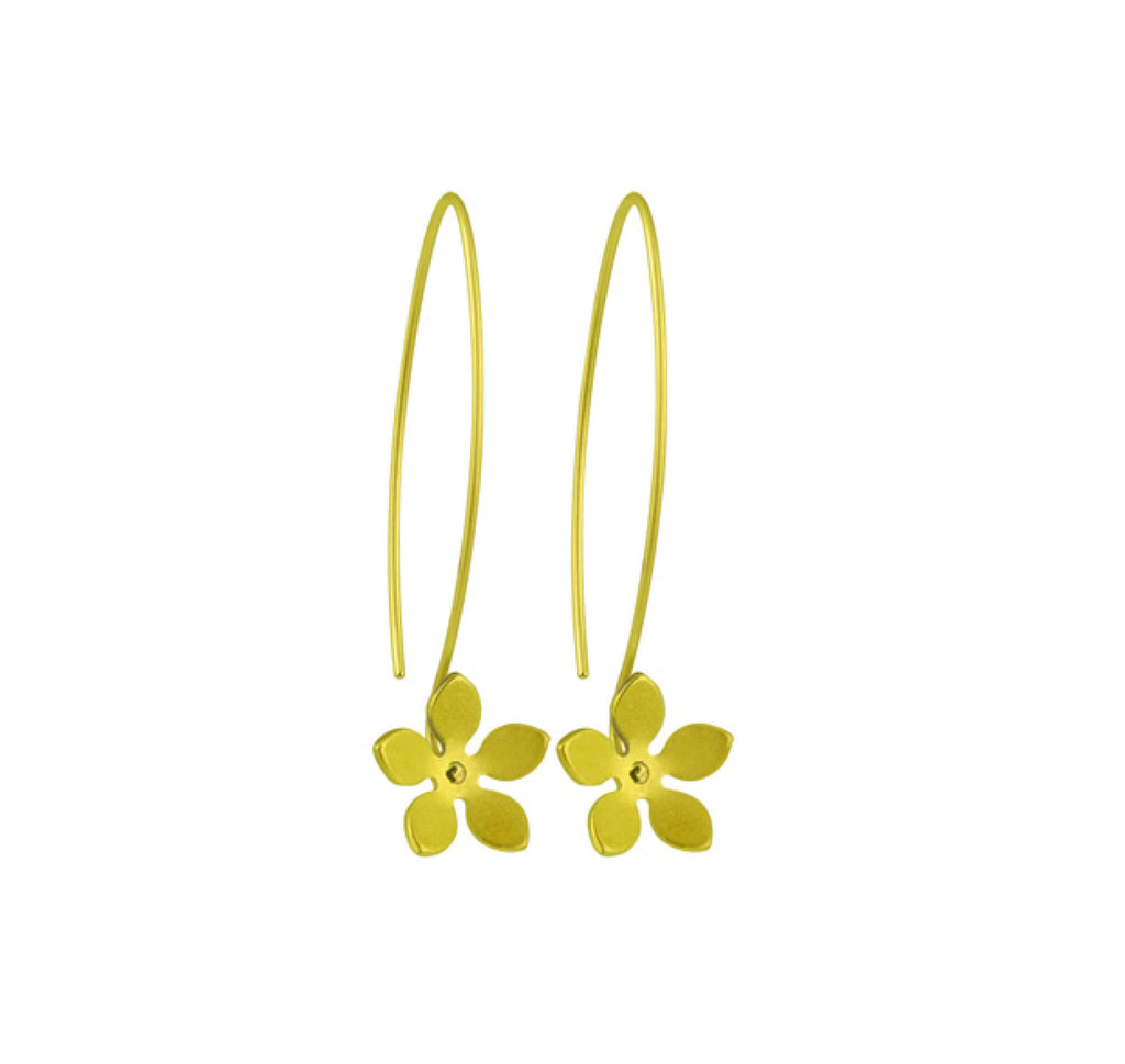HOOK AND FIVE PETAL FLOWER TITANIUM EARRINGS