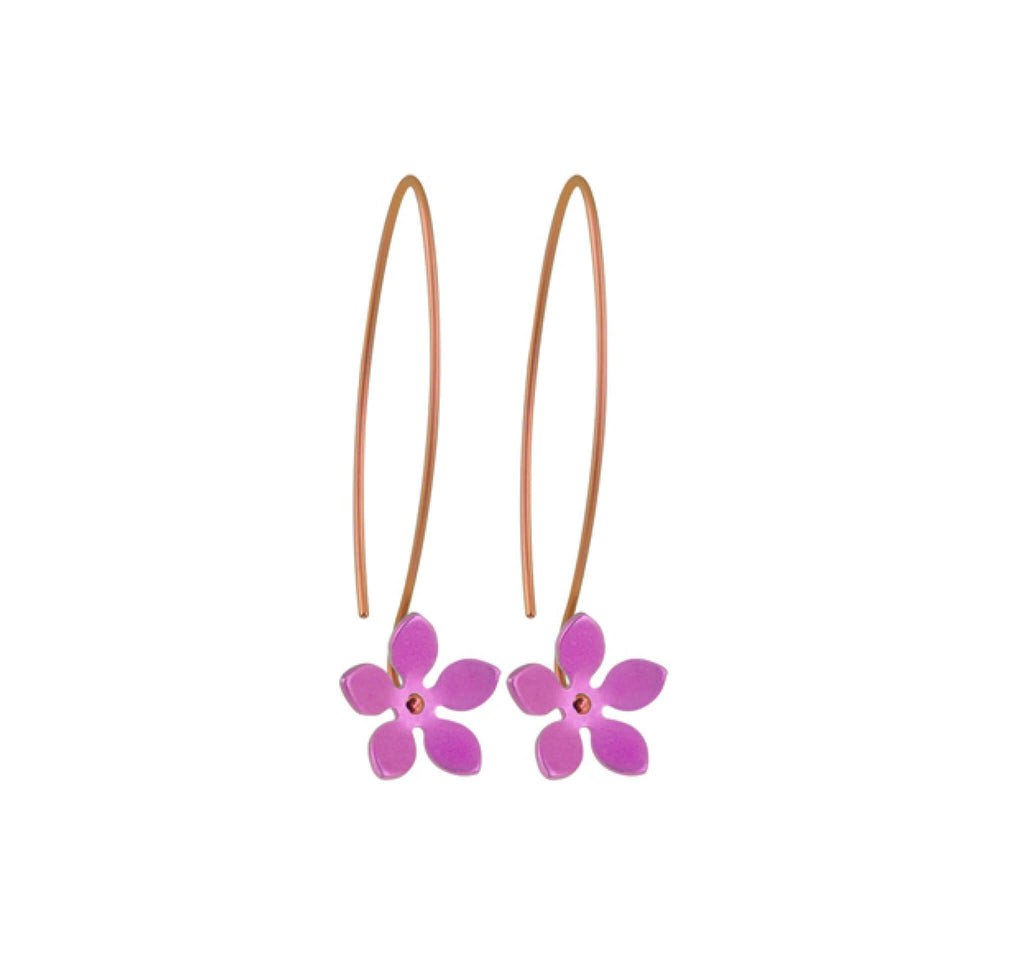 HOOK AND FIVE PETAL FLOWER TITANIUM EARRINGS