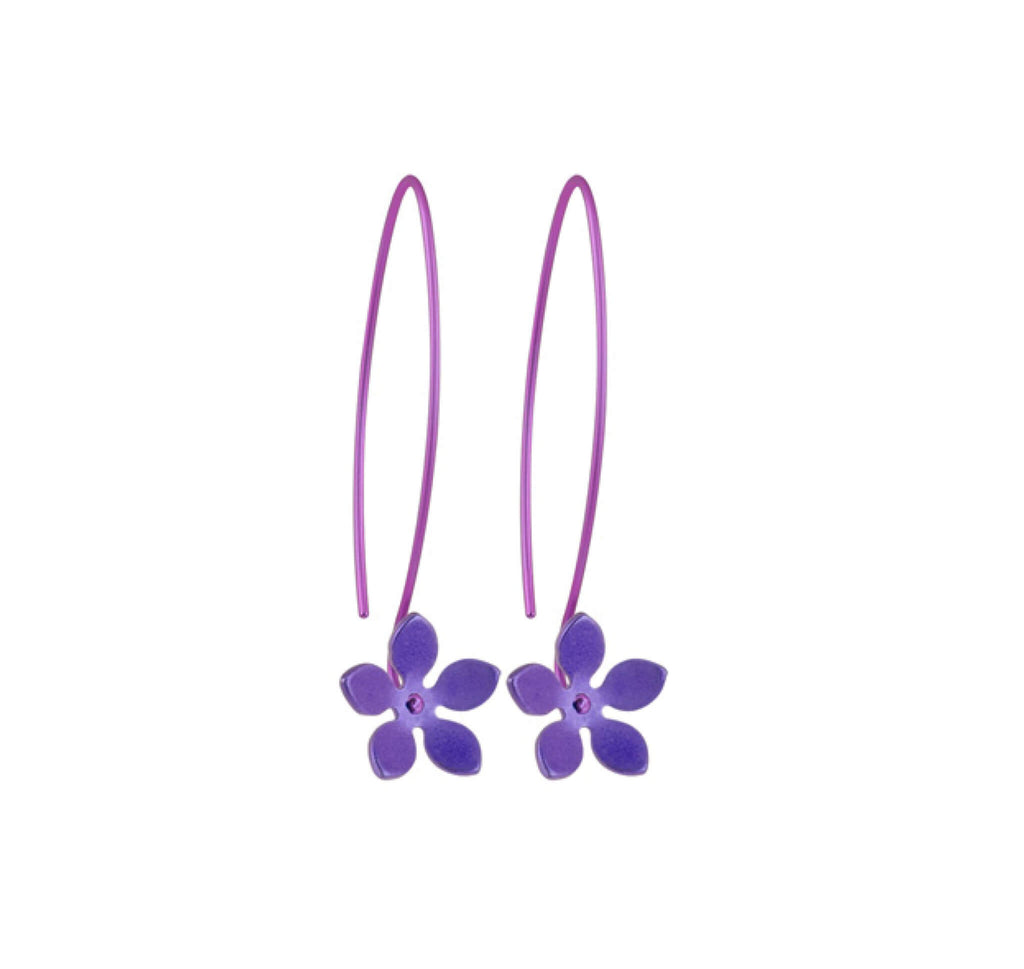 HOOK AND FIVE PETAL FLOWER TITANIUM EARRINGS