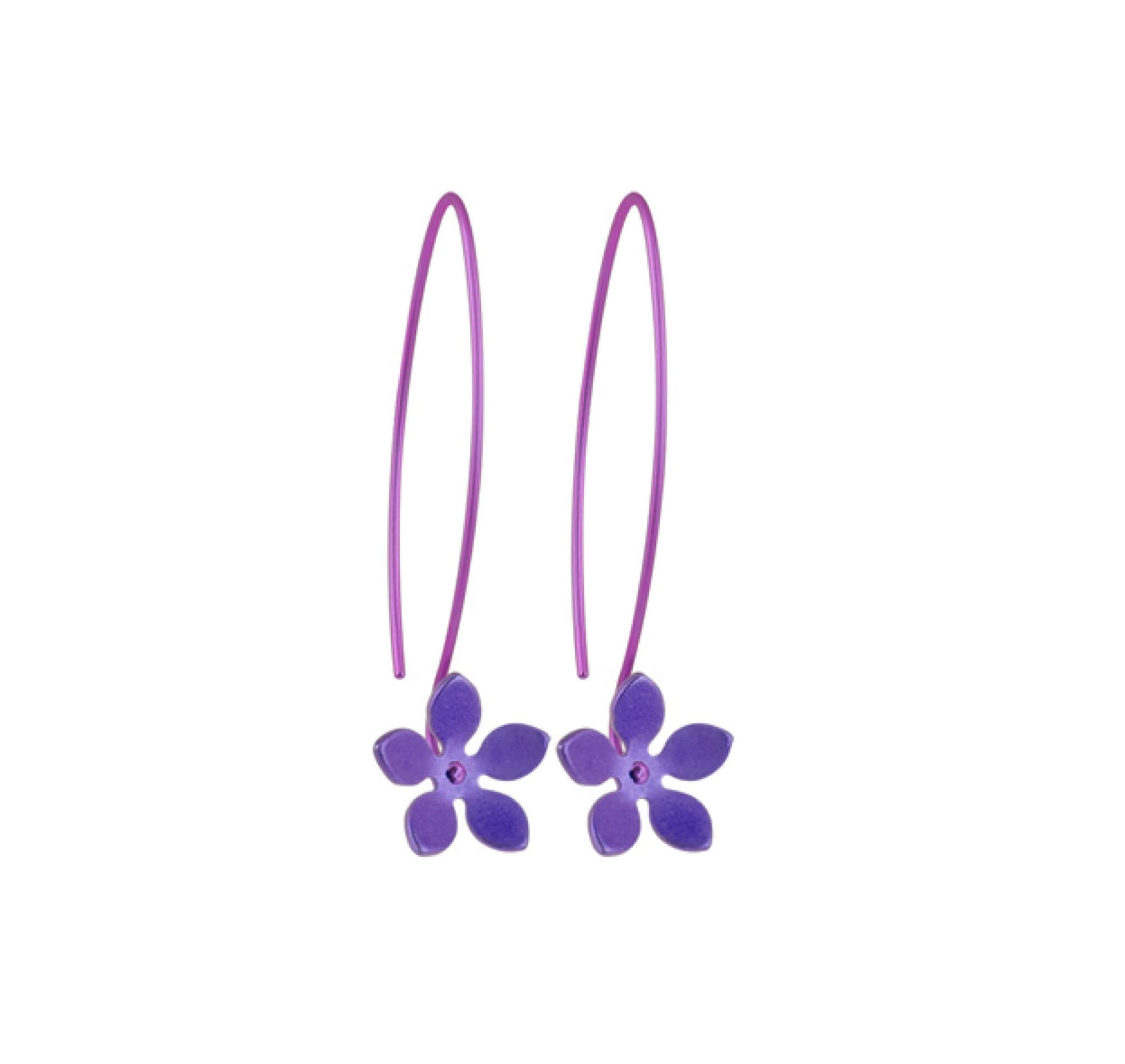 HOOK AND FIVE PETAL FLOWER TITANIUM EARRINGS