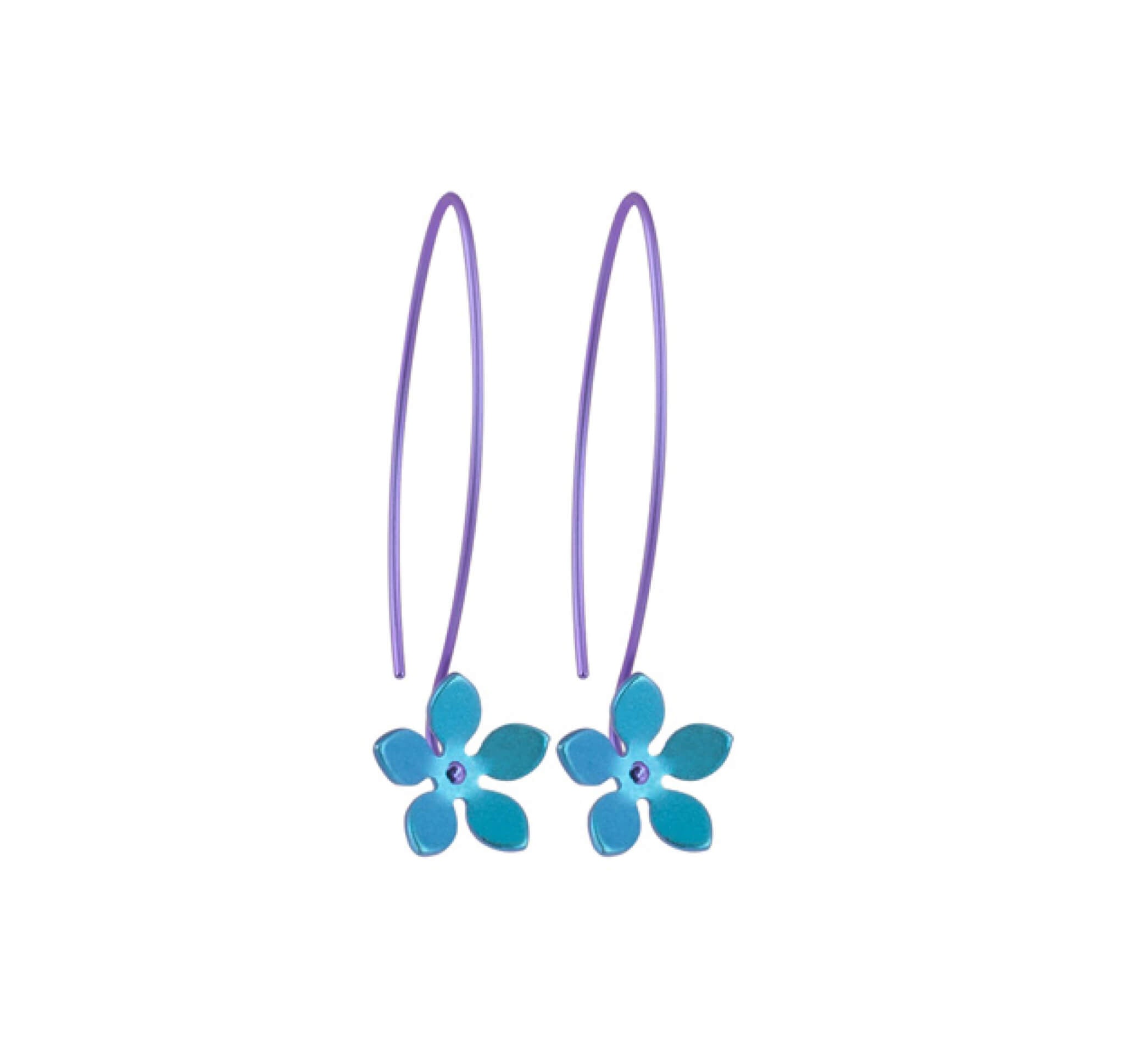 HOOK AND FIVE PETAL FLOWER TITANIUM EARRINGS