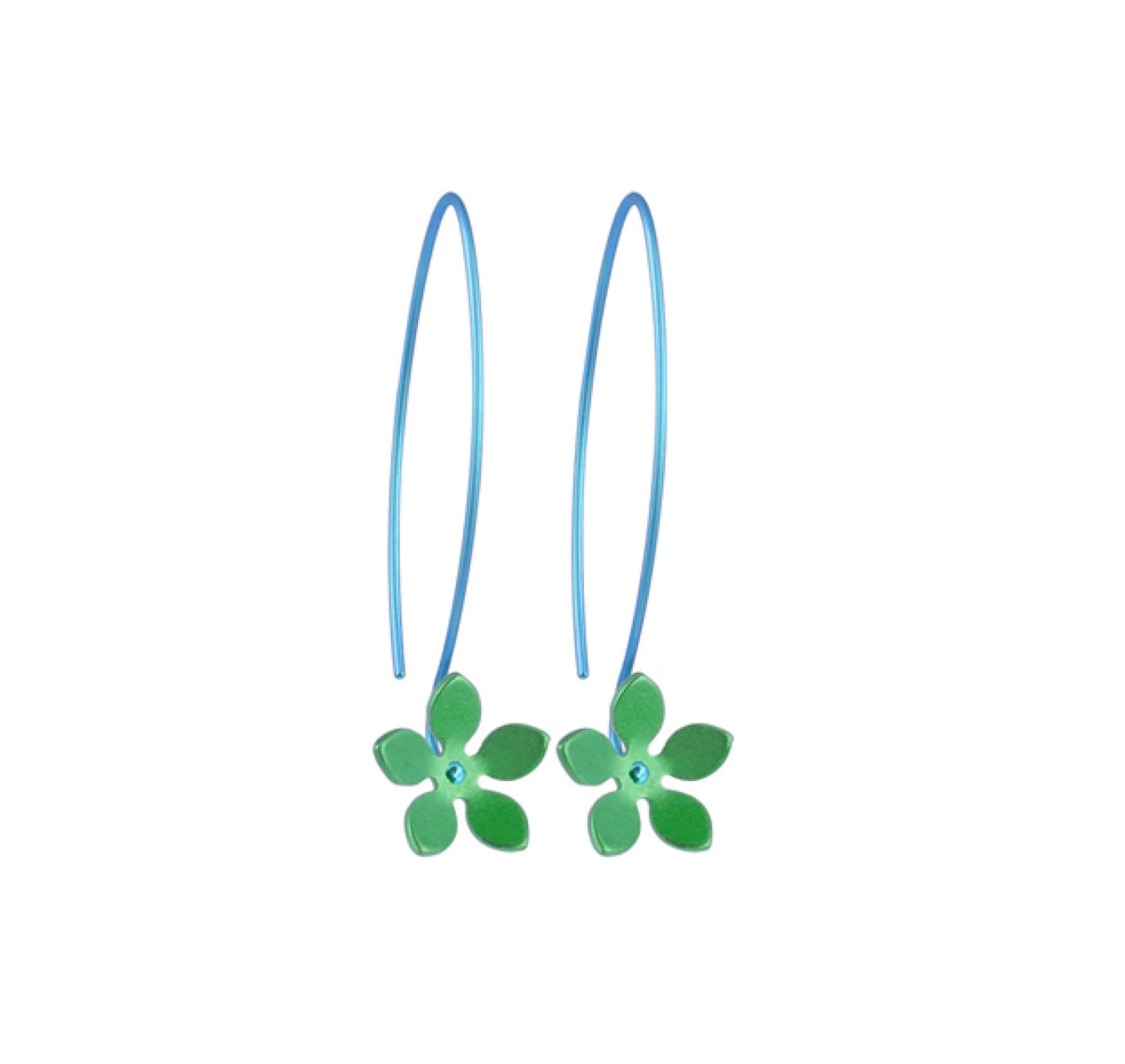 HOOK AND FIVE PETAL FLOWER TITANIUM EARRINGS