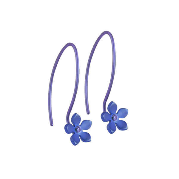 HOOK AND FIVE PETAL FLOWER TITANIUM EARRINGS