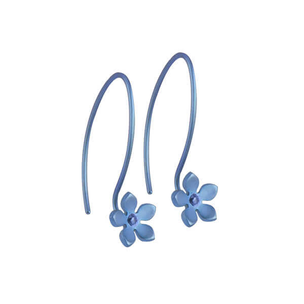 HOOK AND FIVE PETAL FLOWER TITANIUM EARRINGS
