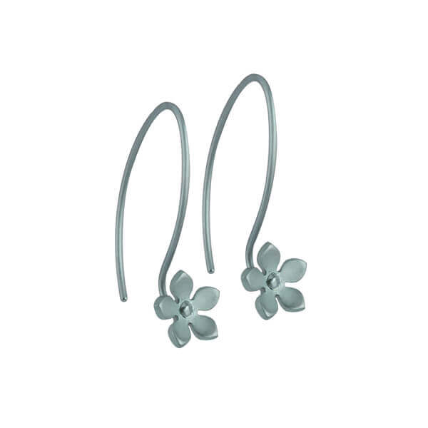 HOOK AND FIVE PETAL FLOWER TITANIUM EARRINGS