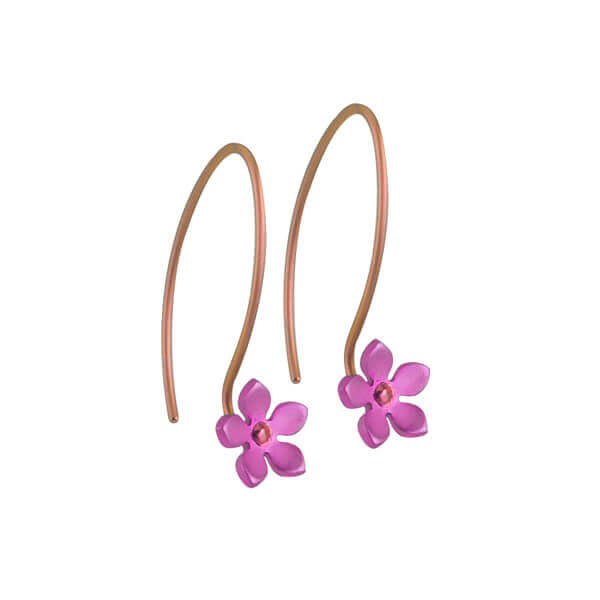 HOOK AND FIVE PETAL FLOWER TITANIUM EARRINGS