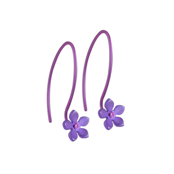 HOOK AND FIVE PETAL FLOWER TITANIUM EARRINGS
