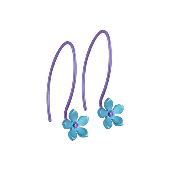 HOOK AND FIVE PETAL FLOWER TITANIUM EARRINGS