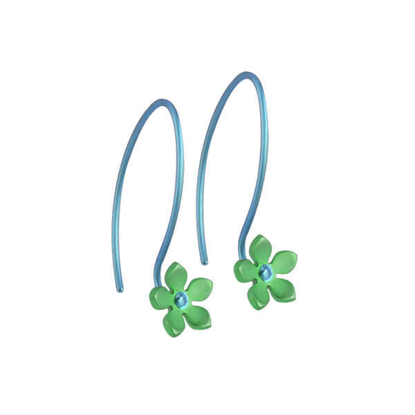 HOOK AND FIVE PETAL FLOWER TITANIUM EARRINGS