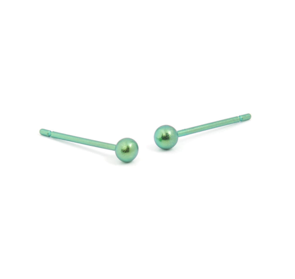 3MM ROUND BEAD TITANIUM STUD EARRINGS