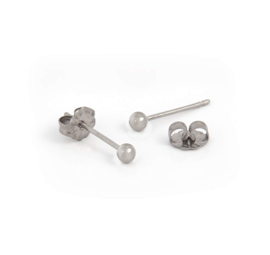 3MM ROUND BEAD TITANIUM STUD EARRINGS