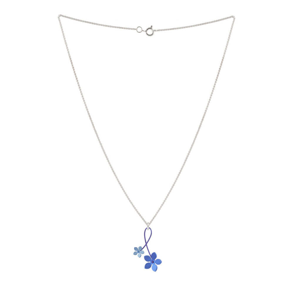 DOUBLE FIVE PETAL FLOWER TWIST TITANIUM NECKLACES